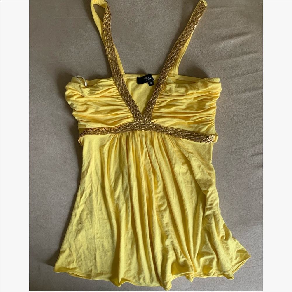 SKY Yellow Top With Gold Embellishment